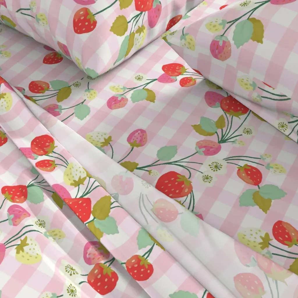 Strawberry Picnic Twin Sheet Set - Pink alternate view