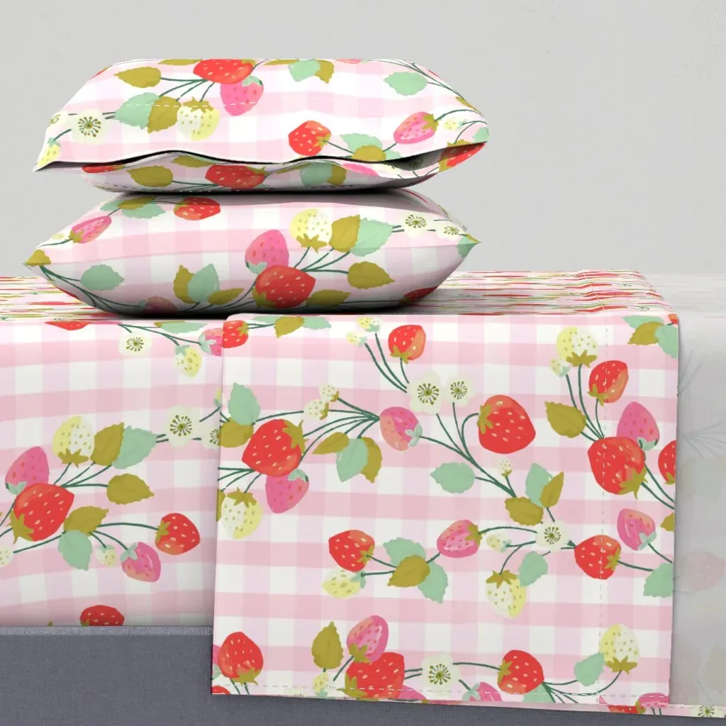 Strawberry Picnic Twin Sheet Set - Pink product