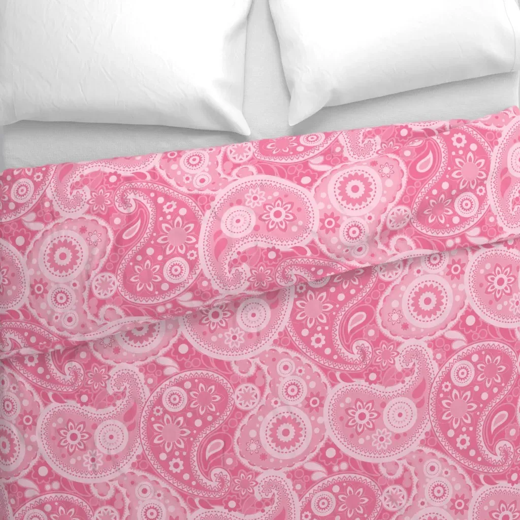 Strawberry Sherbert Paisley Duvet Cover - Pink alternate view