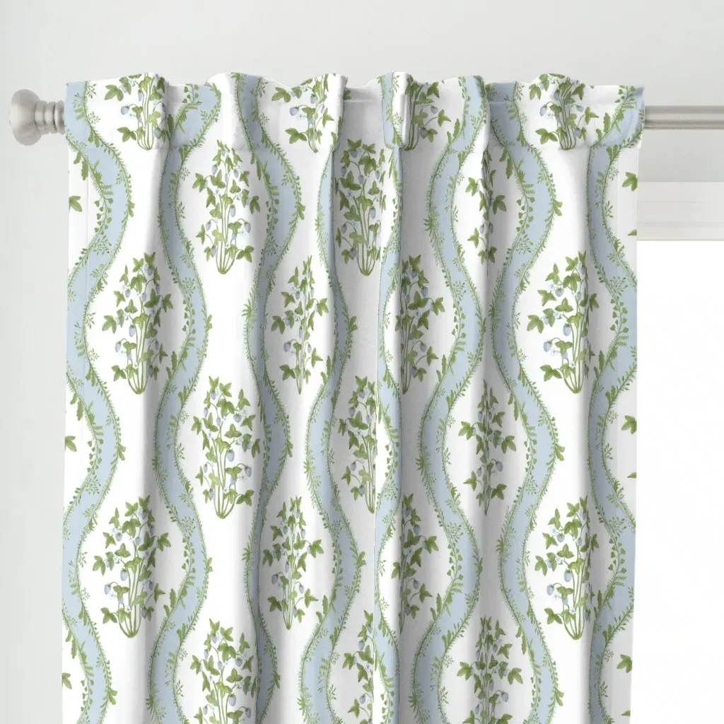 Strawberry Stripe Baby Curtain Panel - Green alternate view