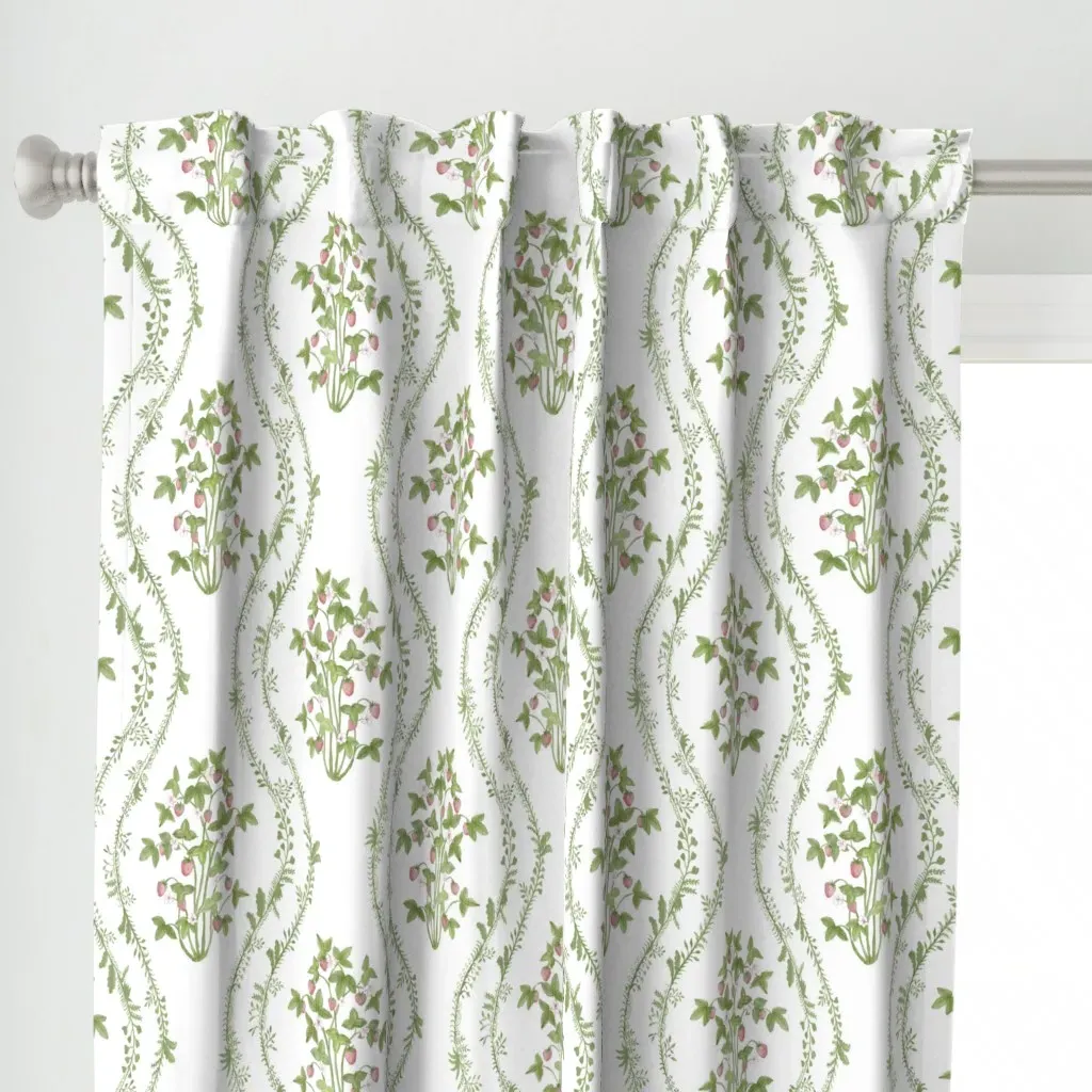 Strawberry Stripe Curtain Panel - Green alternate view