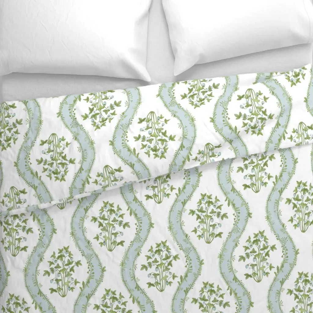 Strawberry Stripe Duvet Cover - Light Aqua alternate view