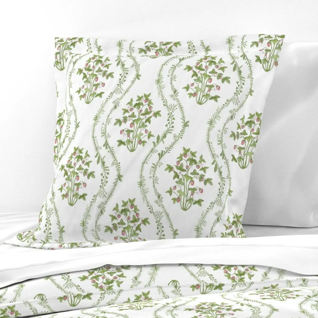 Strawberry Stripe Euro Pillow Sham - Green product