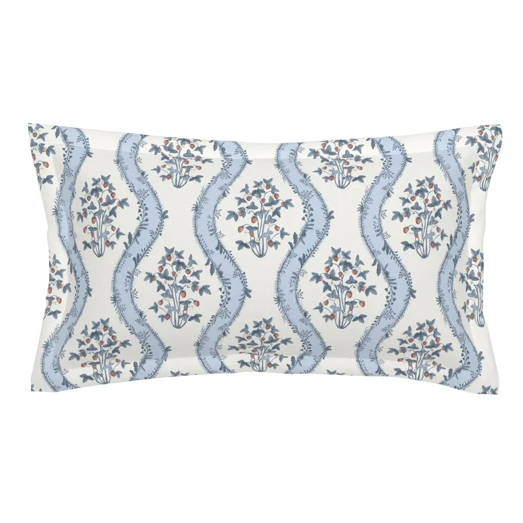 Strawberry Stripe King Pillow Sham - Dusty Blue product