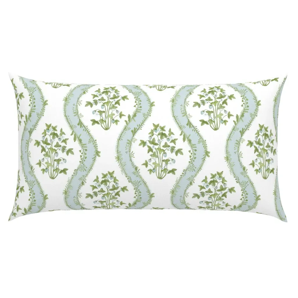 Strawberry Stripe Light Aqua Filled Vine King Pillow Sham - Green product