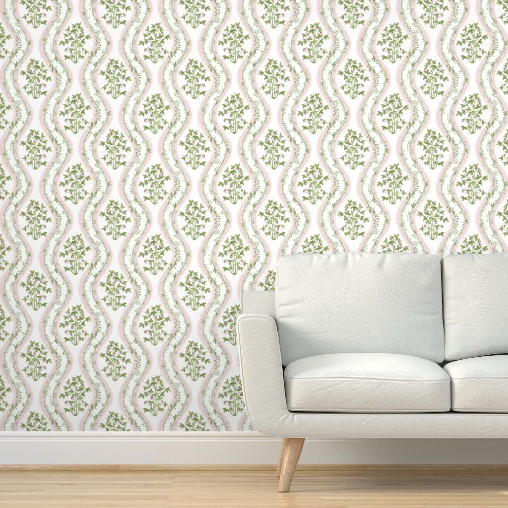 Strawberry Stripe Peel and Stick Wallpaper - Pink, Green product