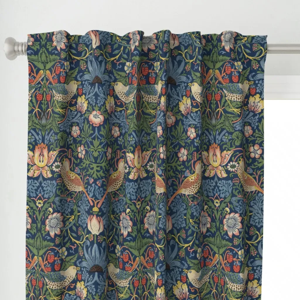 Strawberry Thief Curtain Panel - Dark Teal alternate view