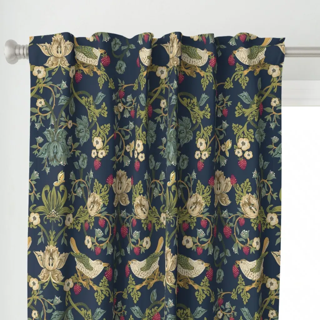 Strawberry Thief Curtain Panel - Teal alternate view