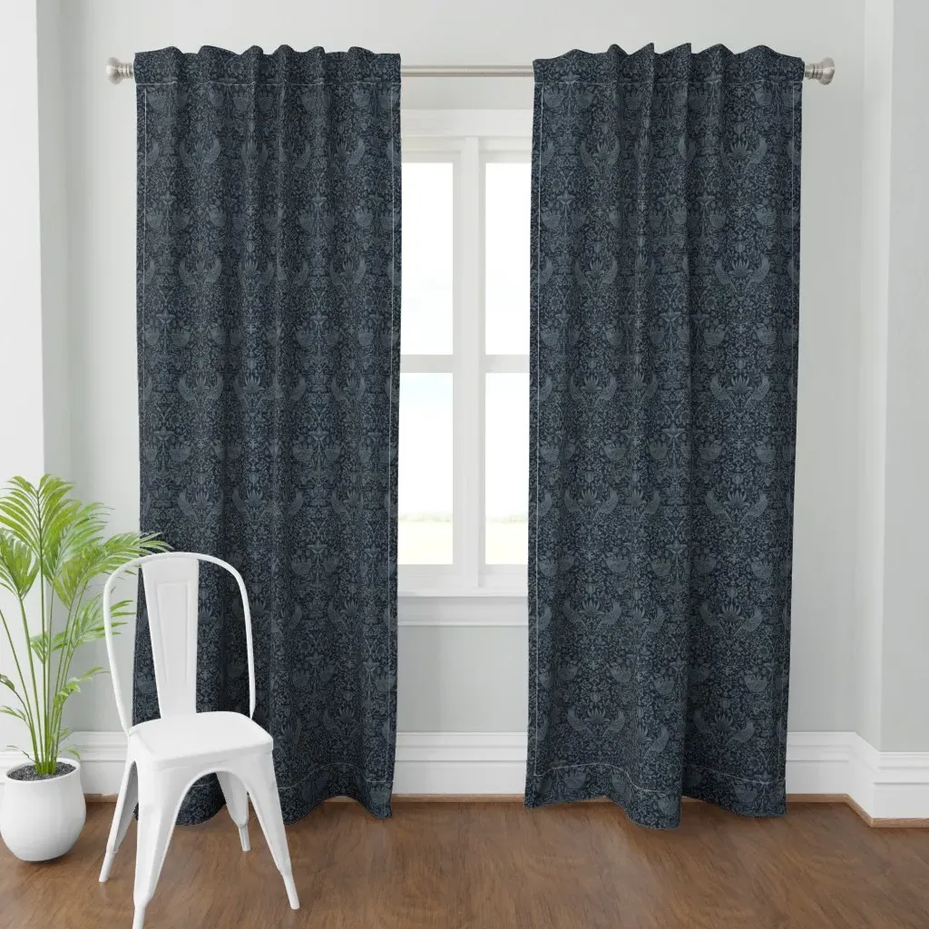 Strawberry Thief In Old Curtain Panel - Dusty Blue product