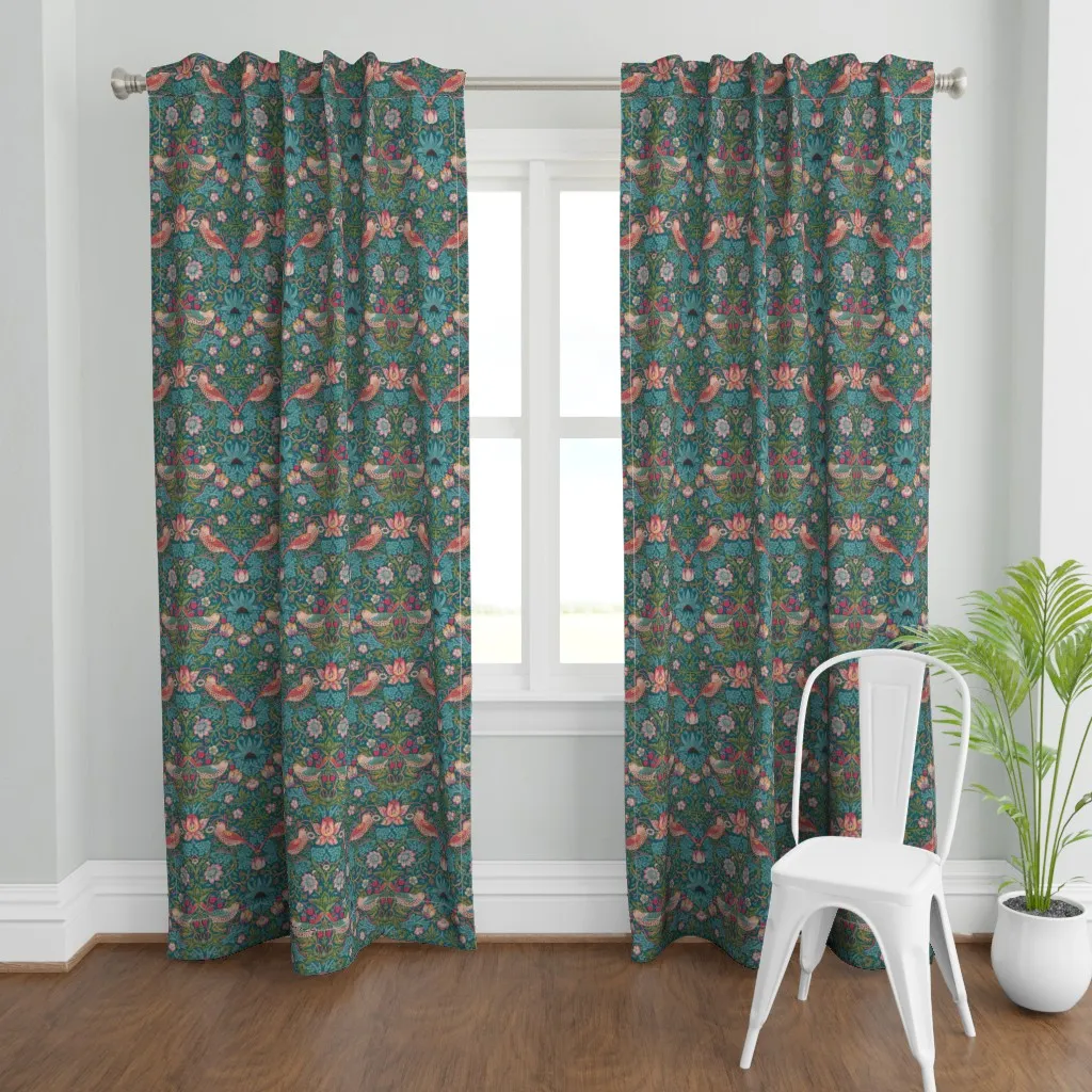 Strawberry Thief Redux Curtain Panel - Teal product