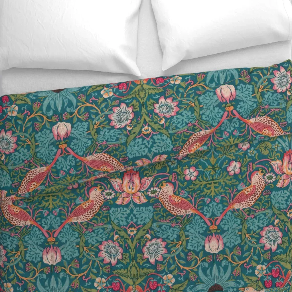 Strawberry Thief Redux William Duvet Cover - Teal alternate view