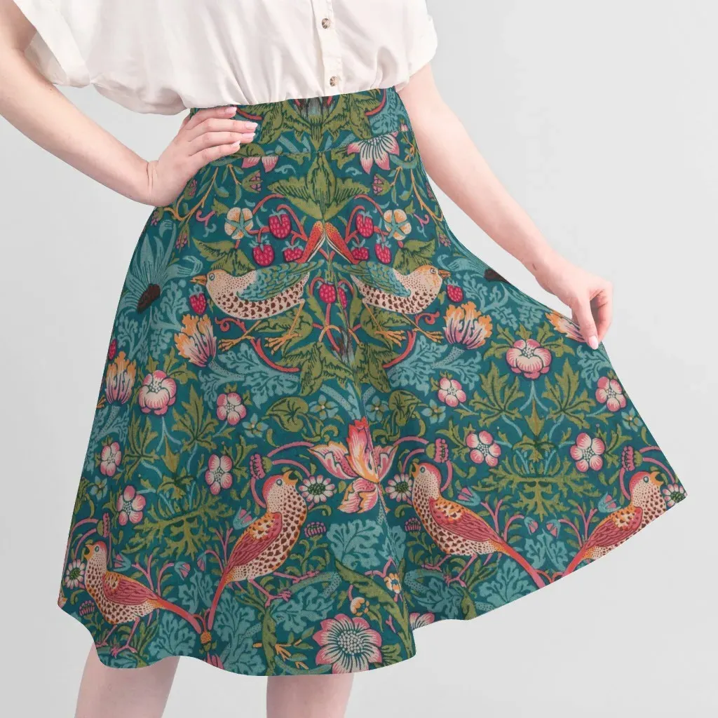 Strawberry Thief Redux William Morris Pique Fabric - Teal alternate view