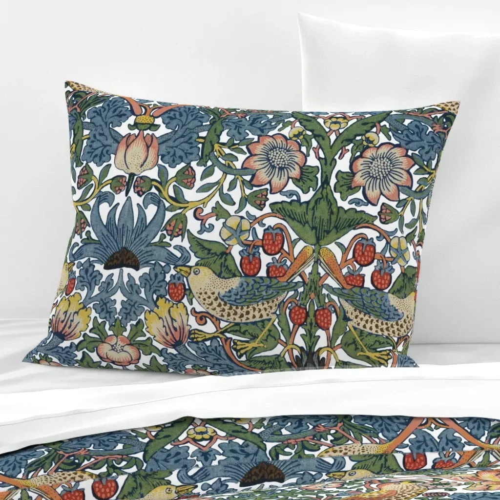 Strawberry Thief Redux William Morris Standard Knife Edge Pillow - Teal, Cotton Sateen product