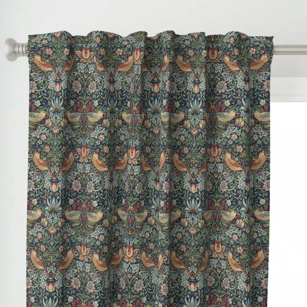 Strawberry Thief William Curtain Panel - Blue alternate view