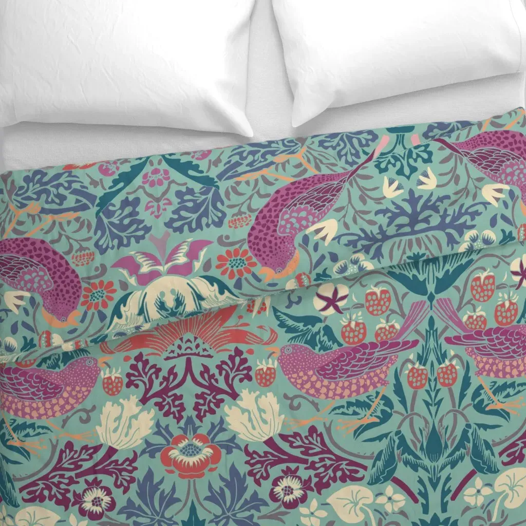 Strawberry Thief William Morris Duvet Cover - Blue alternate view