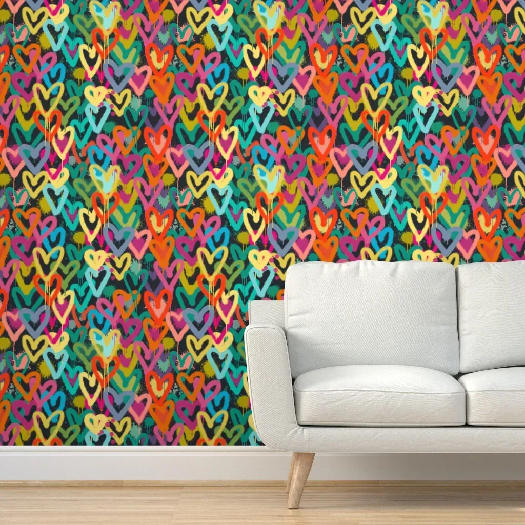 Street Hearts Peel and Stick Wallpaper - Orange product