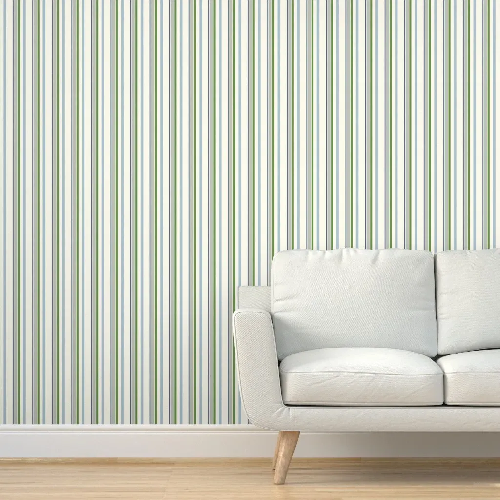 Stripe Coordinating Print Peel and Stick Wallpaper - Blue, Green, Grey, Cream product