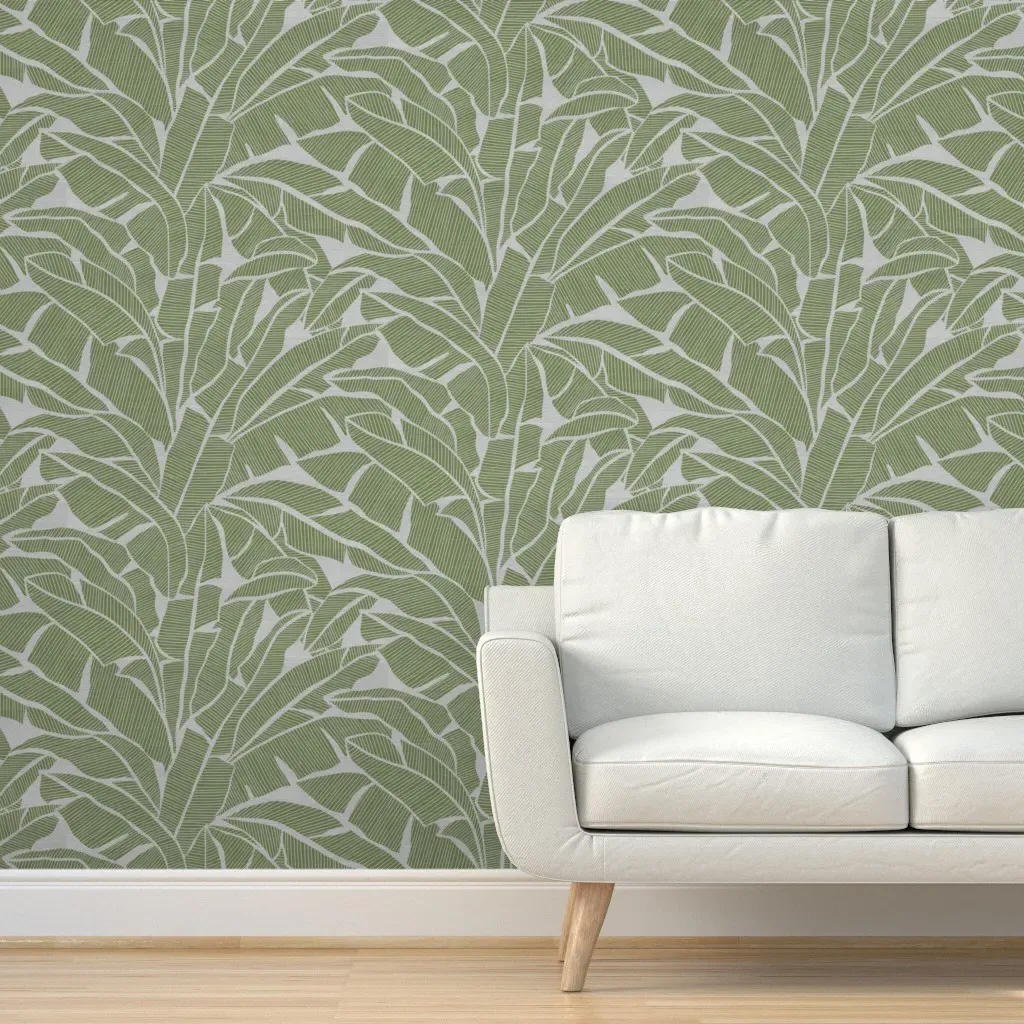 Striped Banana Palm Peel and Stick Wallpaper - Quiet Green product
