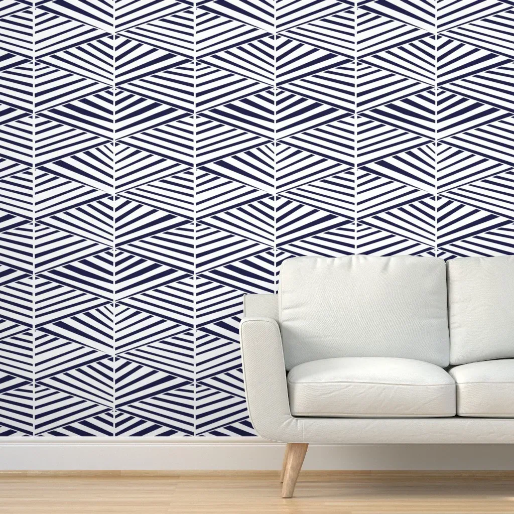 Striped Diamonds Jumbo Peel and Stick Wallpaper - Navy Blue product
