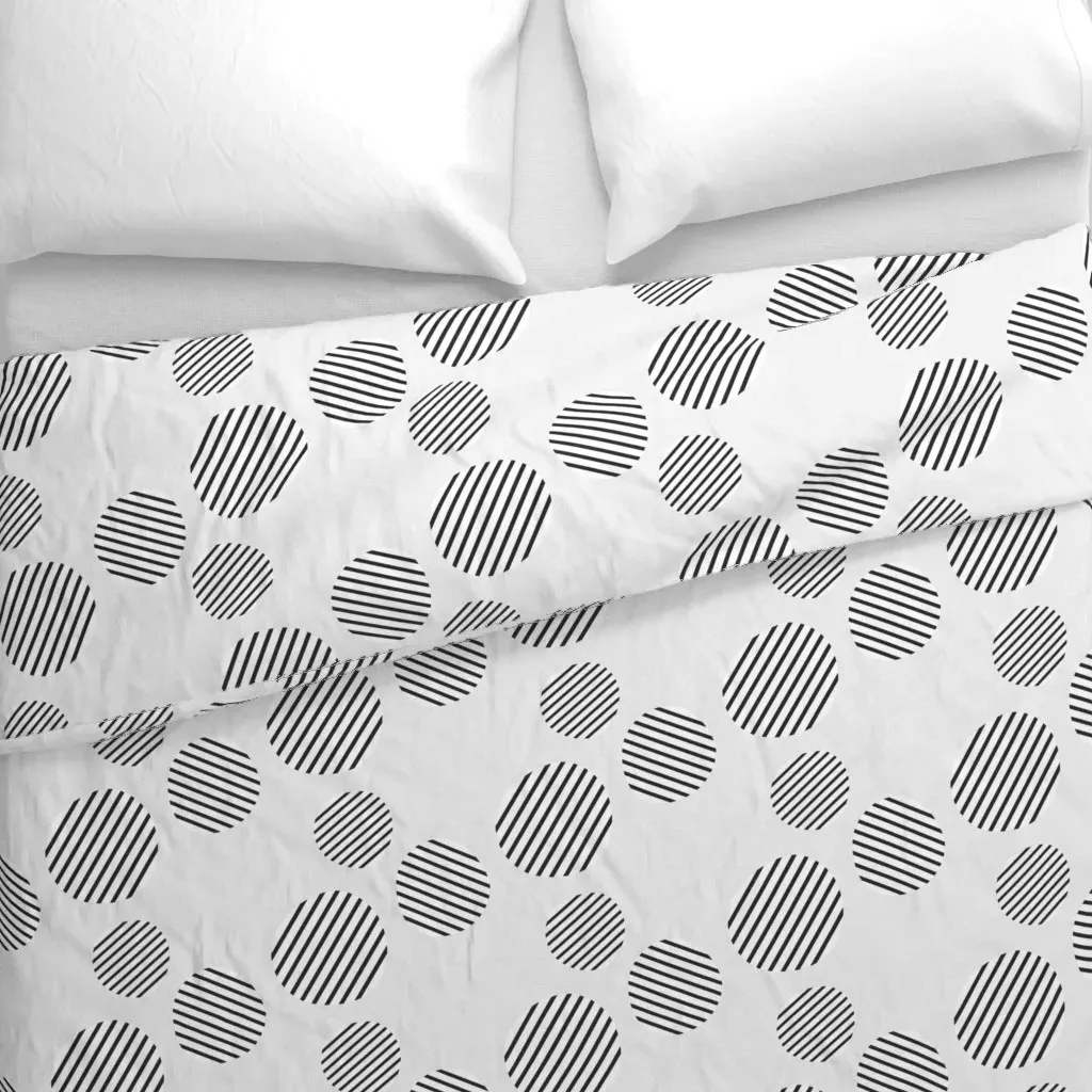 Striped Dots Duvet Cover - Black alternate view