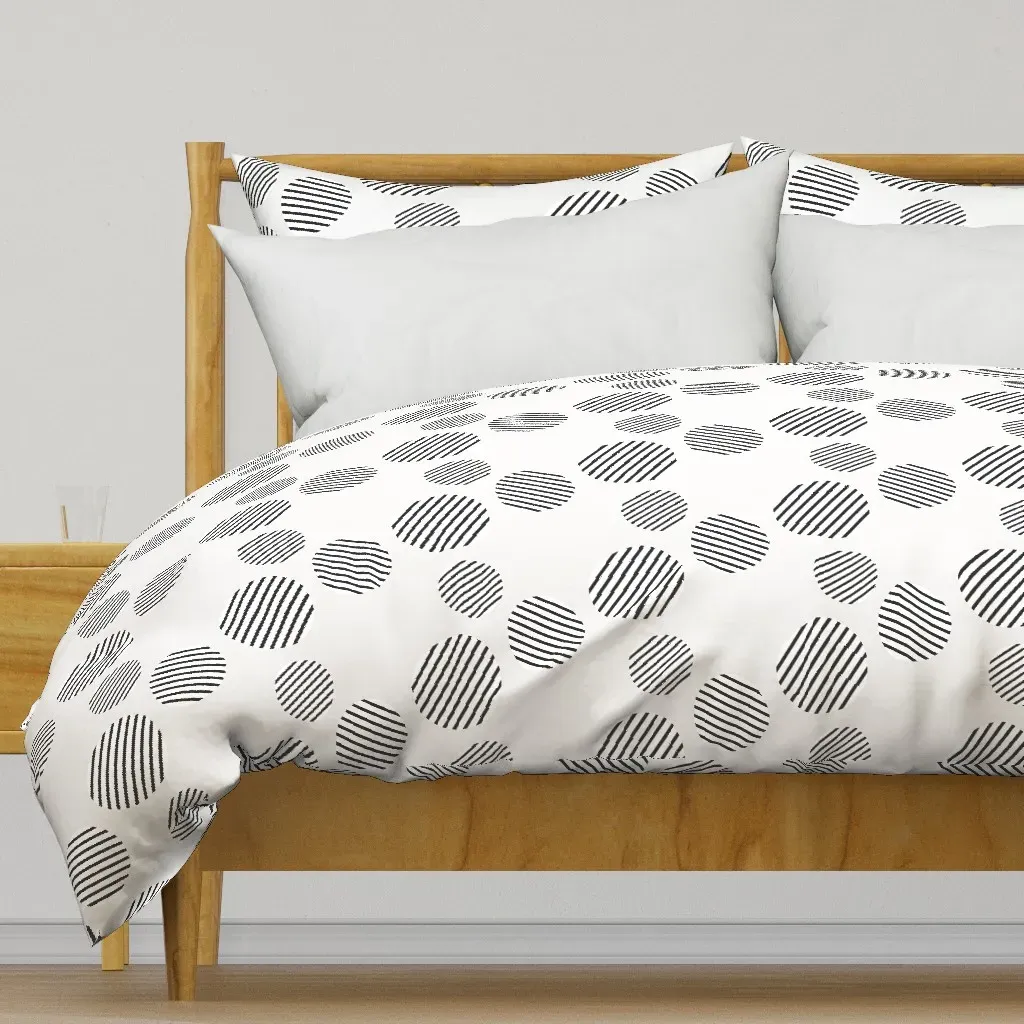 Striped Dots Duvet Cover - Black product