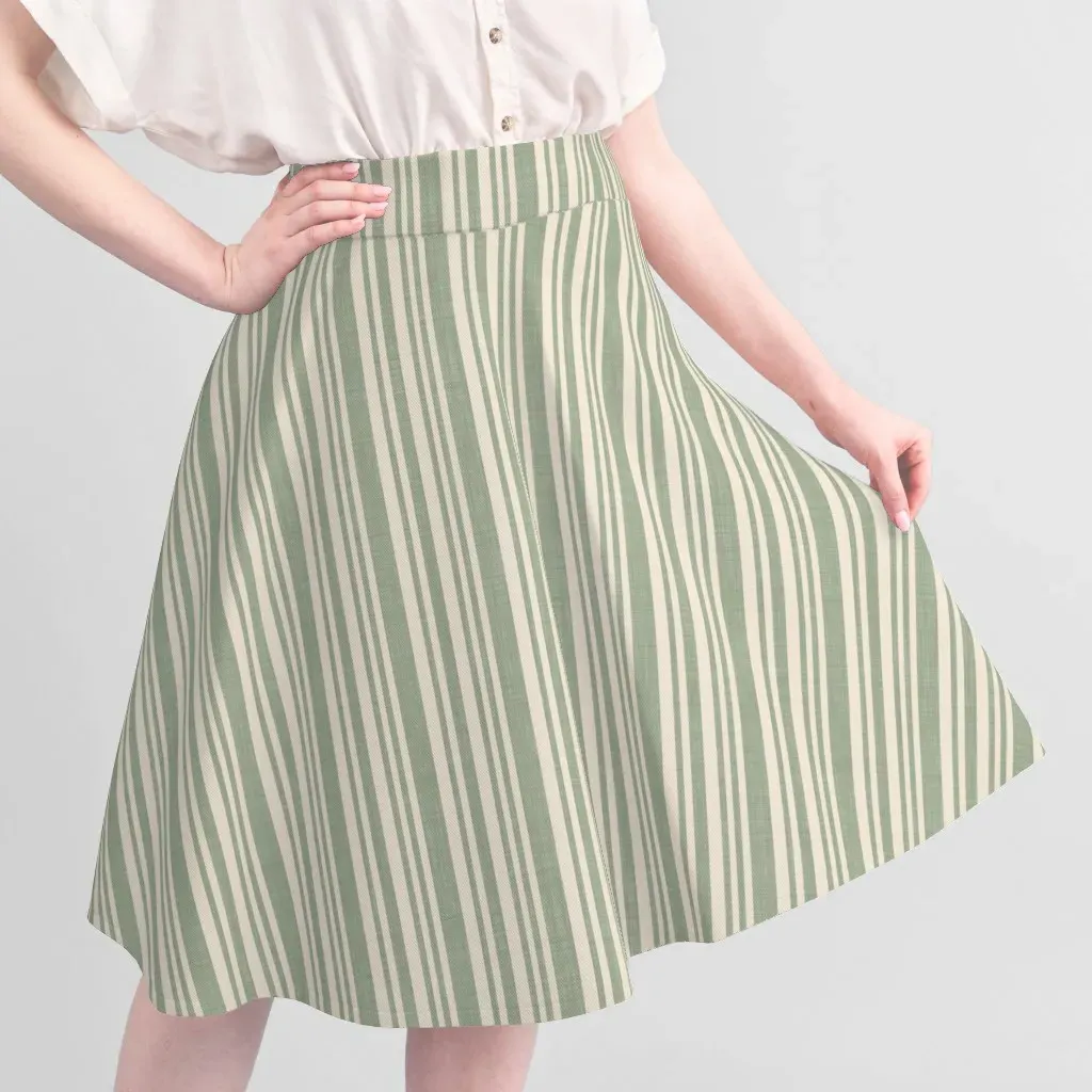 Striped French Country Table Linen - Sage Green, Linen alternate view