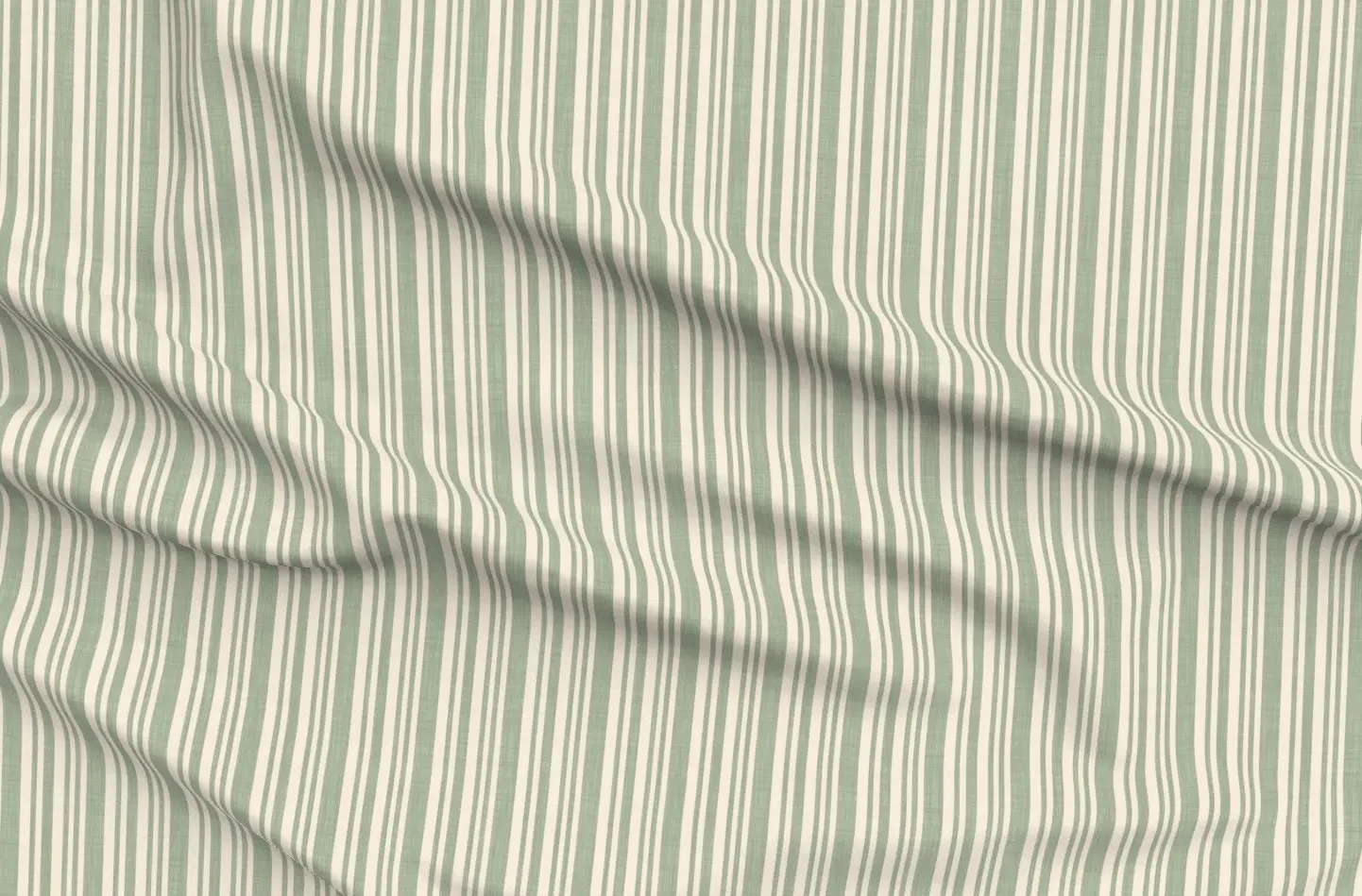 Striped French Country Table Linen - Sage Green, Linen product