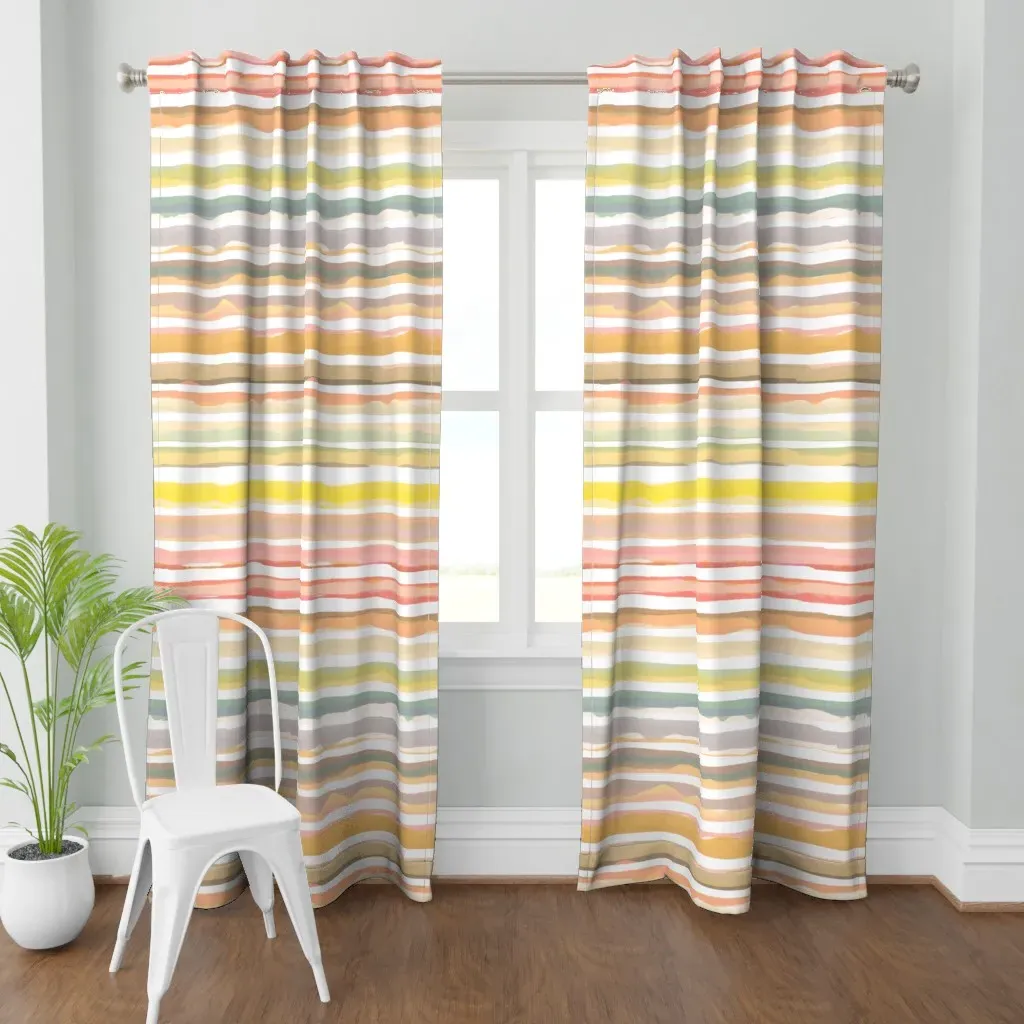 Striped Viewpoint Large Curtain Panel - Peach product