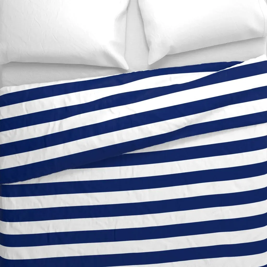 Stripes Duvet Cover - Navy Blue, White alternate view