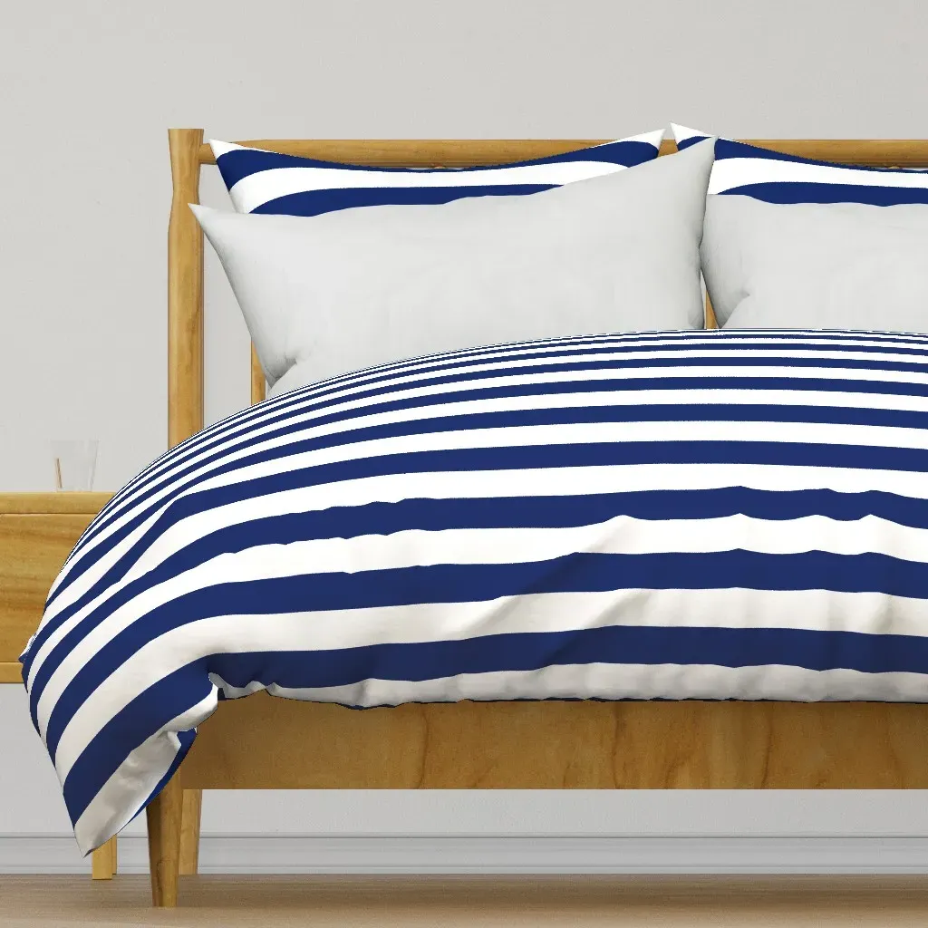 Stripes Duvet Cover - Navy Blue, White product
