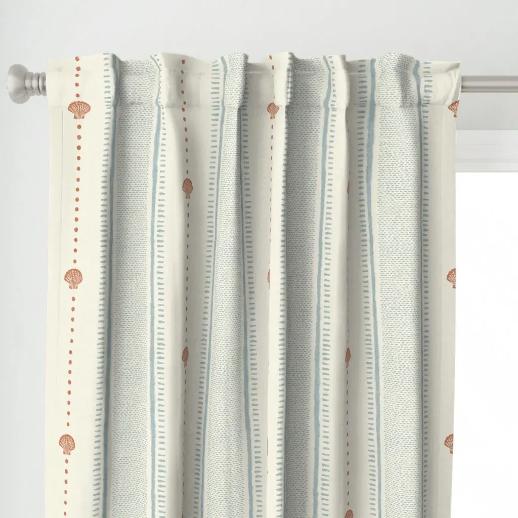 Stripes Nautical Shell Curtain Panel - Blue alternate view