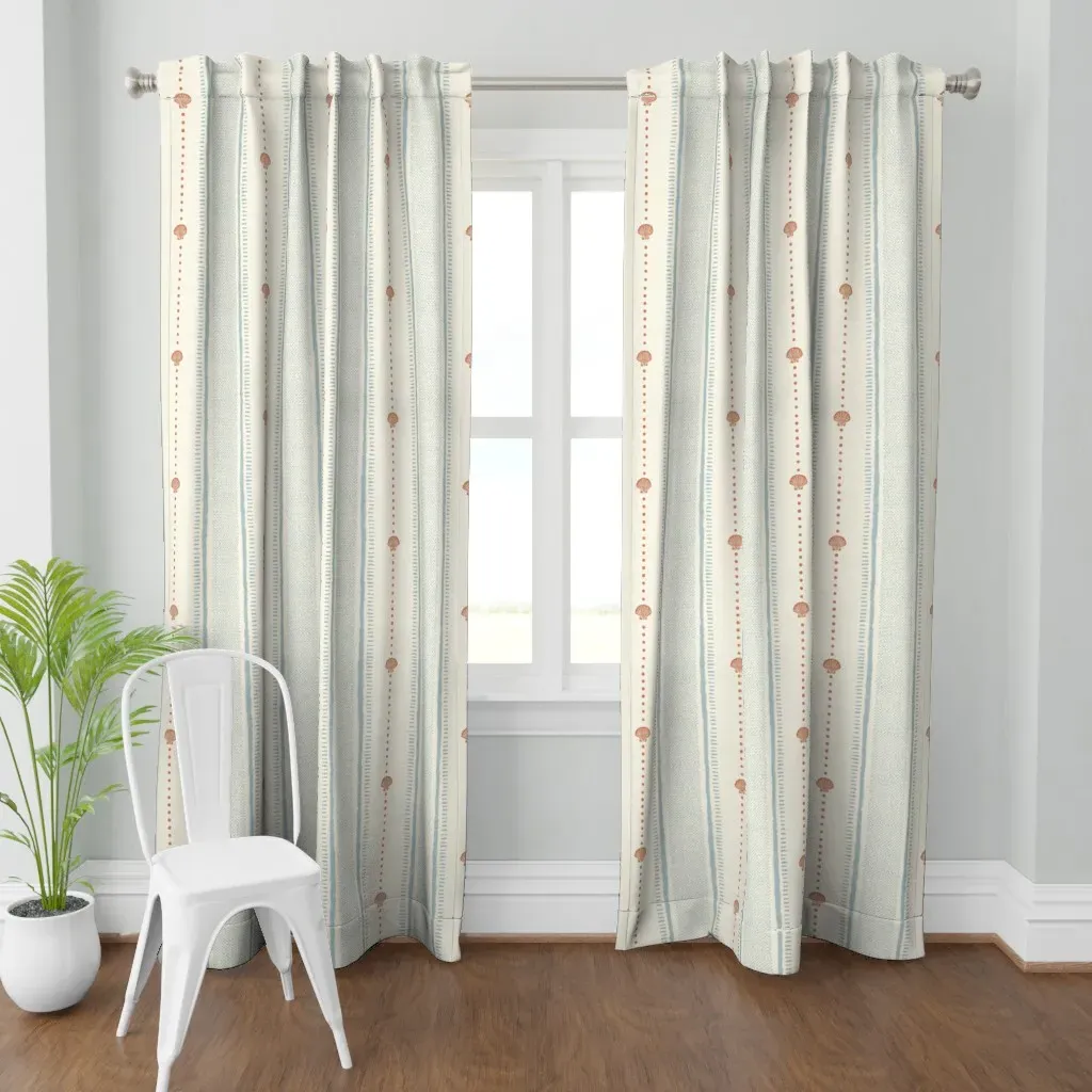 Stripes Nautical Shell Curtain Panel - Blue product