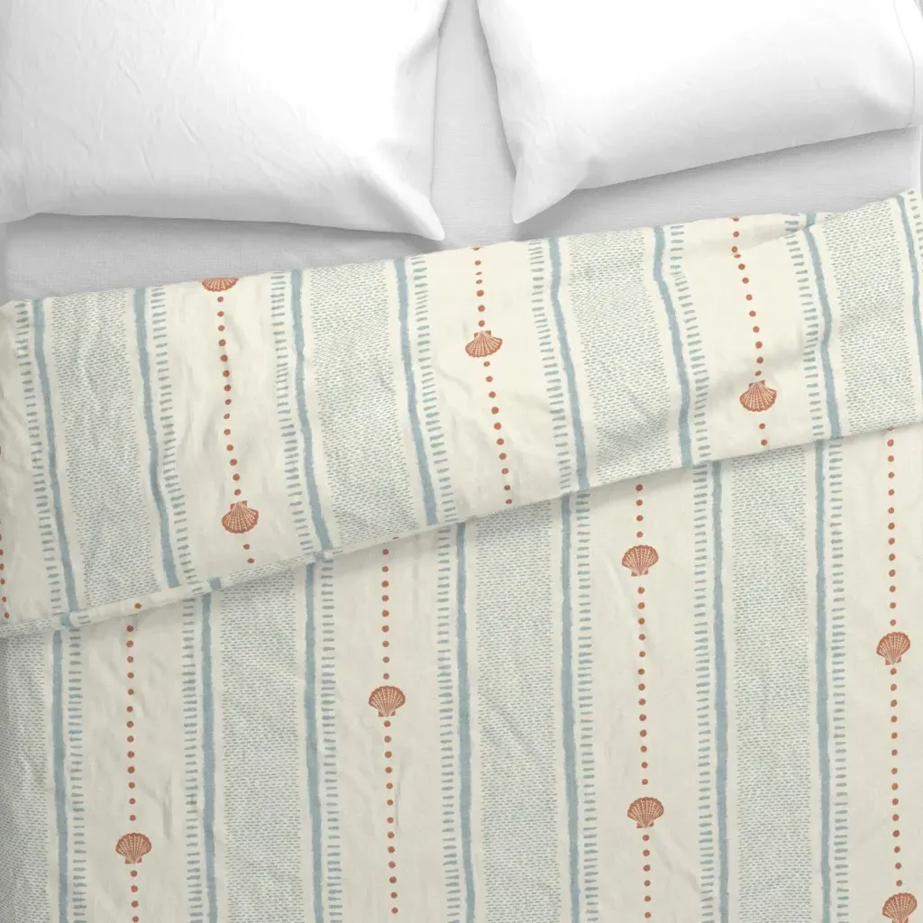 Stripes Nautical Shell Light Duvet Cover - Blue alternate view