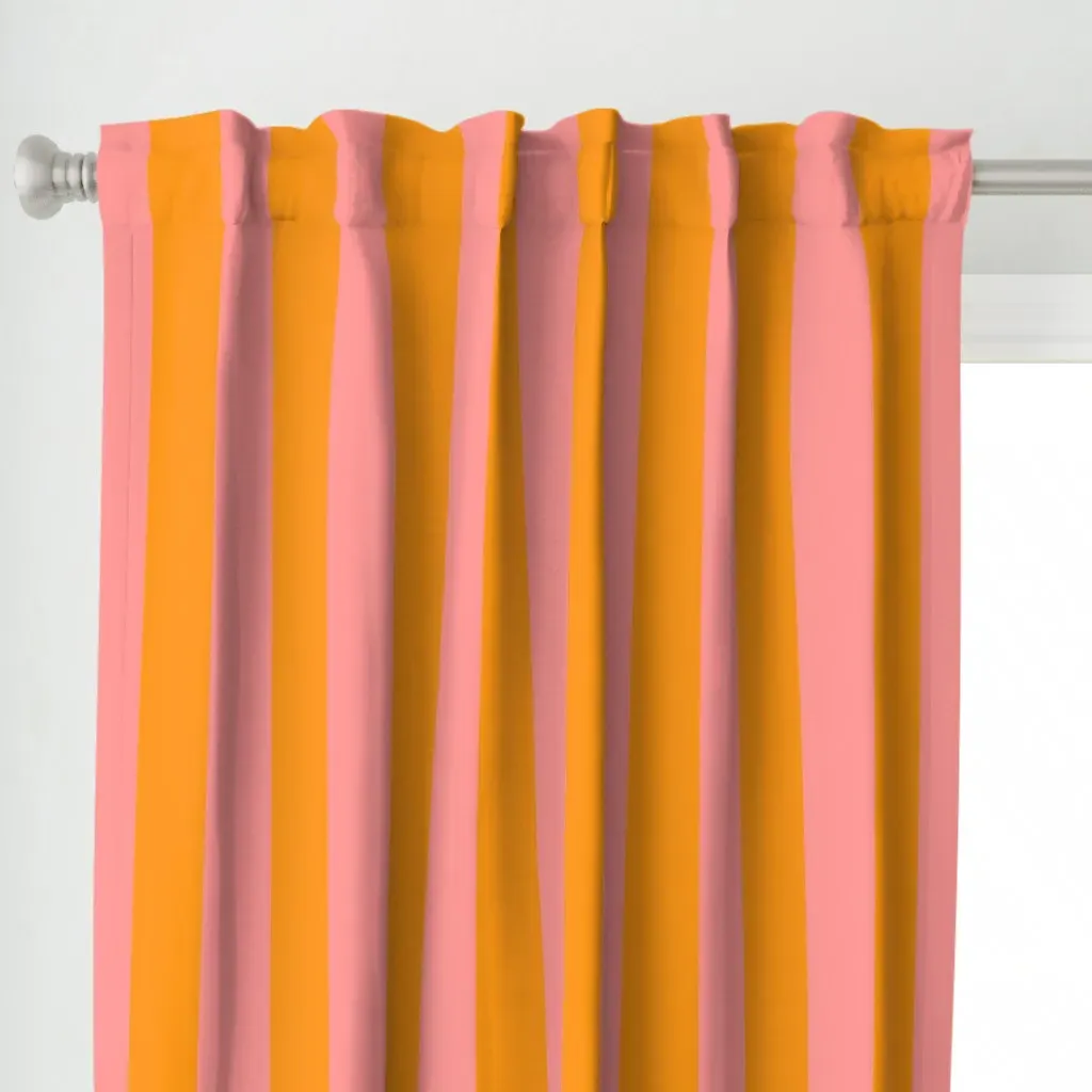 Stripey Stripes Wide Rose Curtain Panel - Orange alternate view