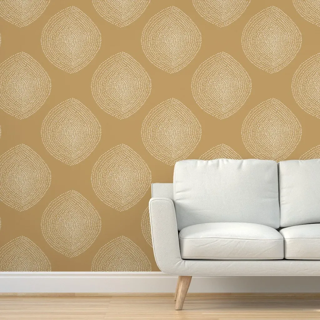 Stripy Boho Drop Gold Peel and Stick Wallpaper - Off-White product