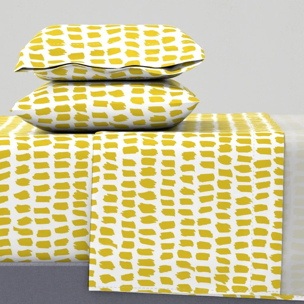 Strokes And Stripes Abstract Brush Full Sheet Set - Mustard Yellow product