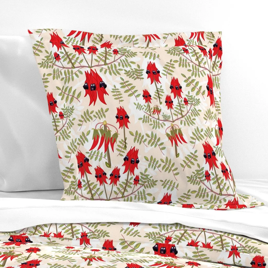 Sturt's Desert Pea In Bloom Large Euro Pillow Sham - Red product