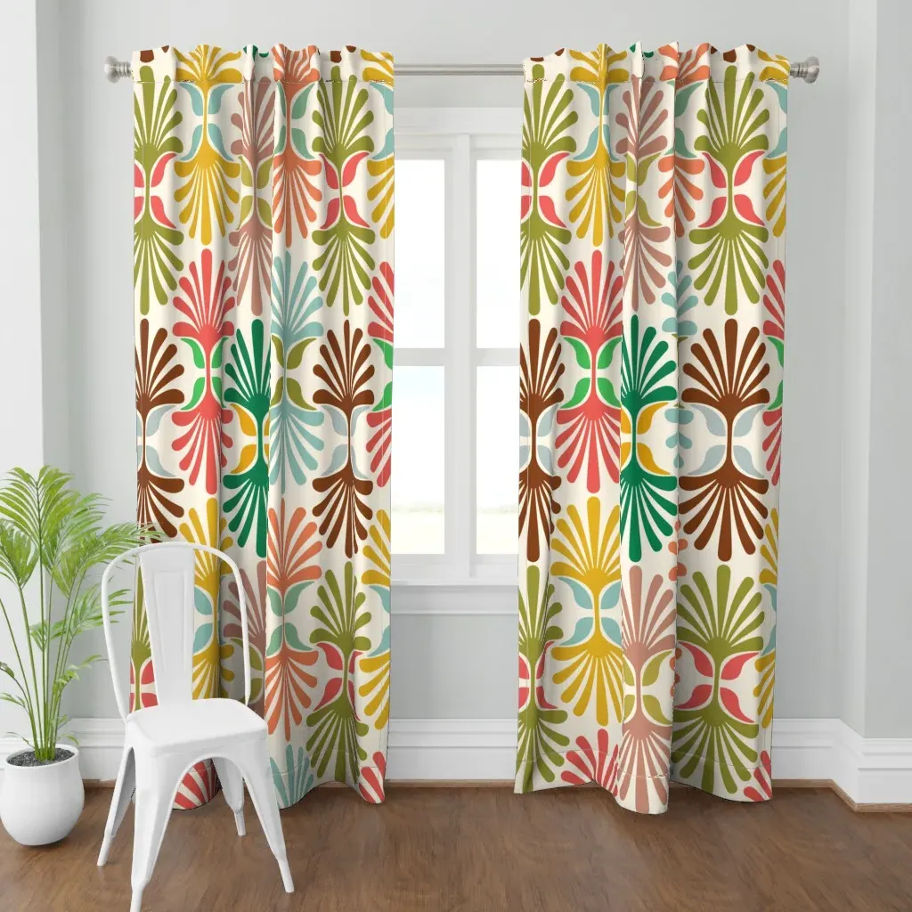 Stylized Geometric Curtain Panel - Coral product