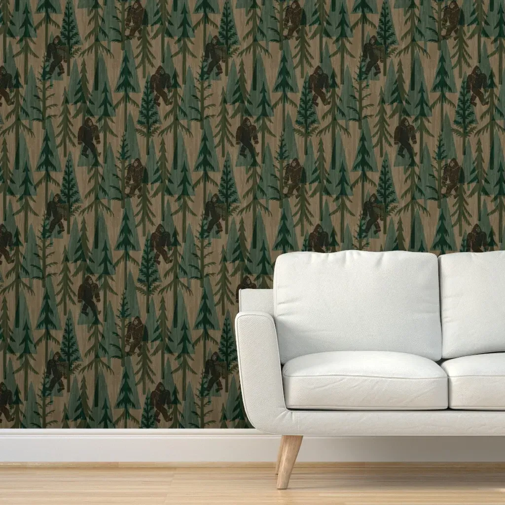 Subtle Sasquatch Peel and Stick Wallpaper - Dark Green product