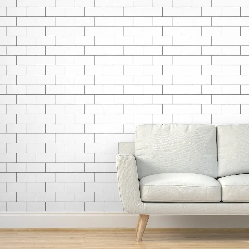 Subway Tile Peel and Stick Wallpaper - White, Faux Finish product