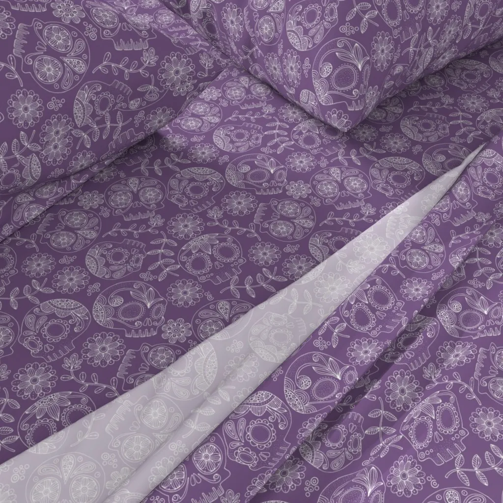 Sugar Skulls Full Sheet Set - Lavender alternate view