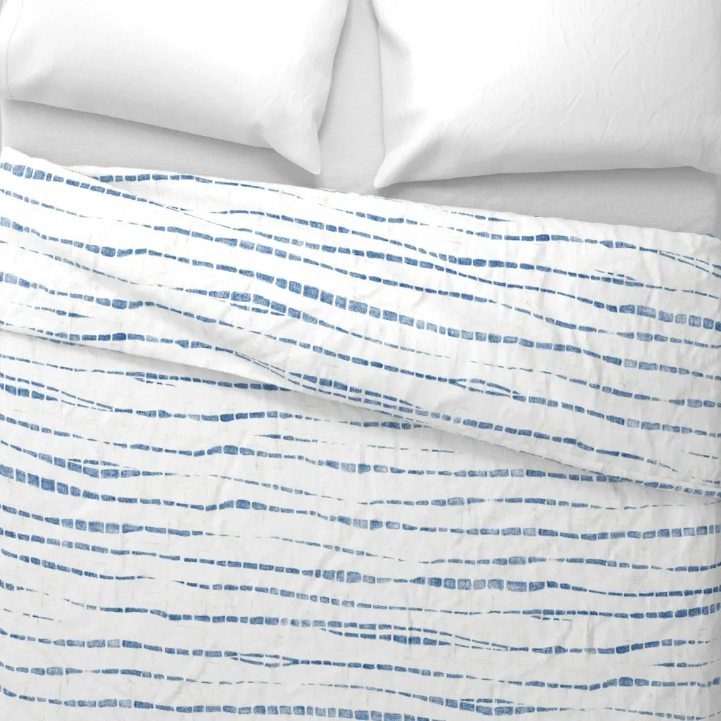Suji Shibori Stripes Duvet Cover - Blue, Linen alternate view