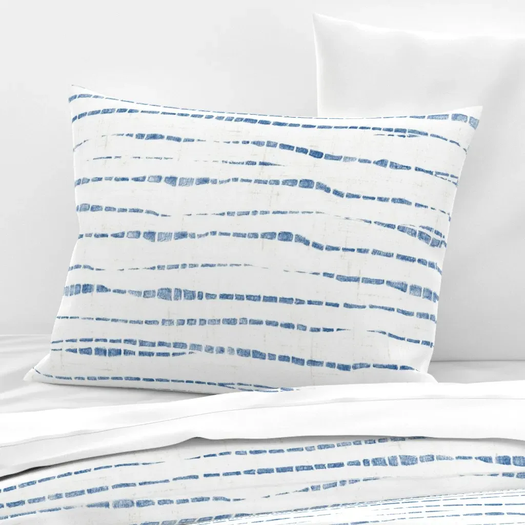Suji Shibori Stripes Standard Knife Edge Pillow - Blue, Cotton Sateen product