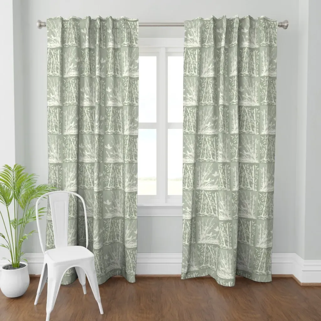 Sumi Bamboo Birds Curtain Panel - Off-White product