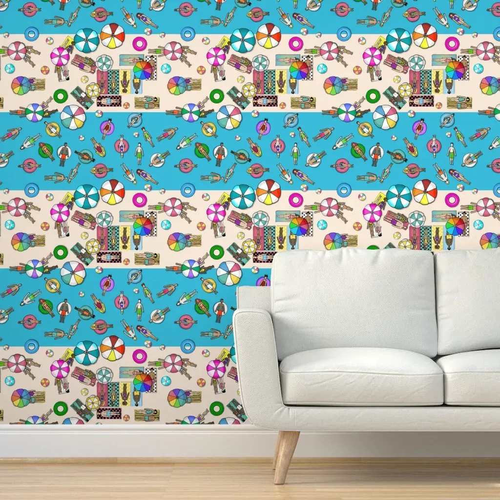 Summer At The Beach Peel and Stick Wallpaper - Turquoise product