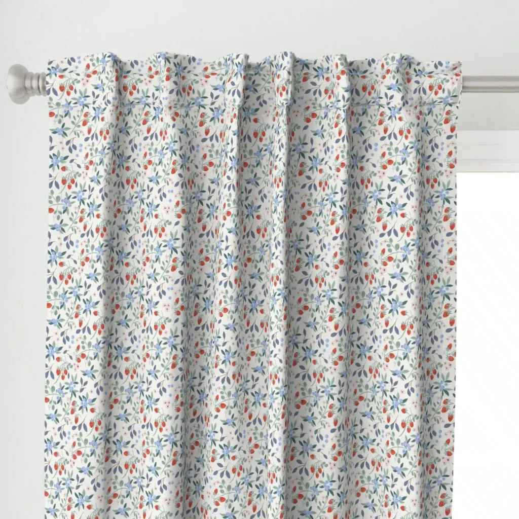 Summer Berry Floral Curtain Panel - Red alternate view