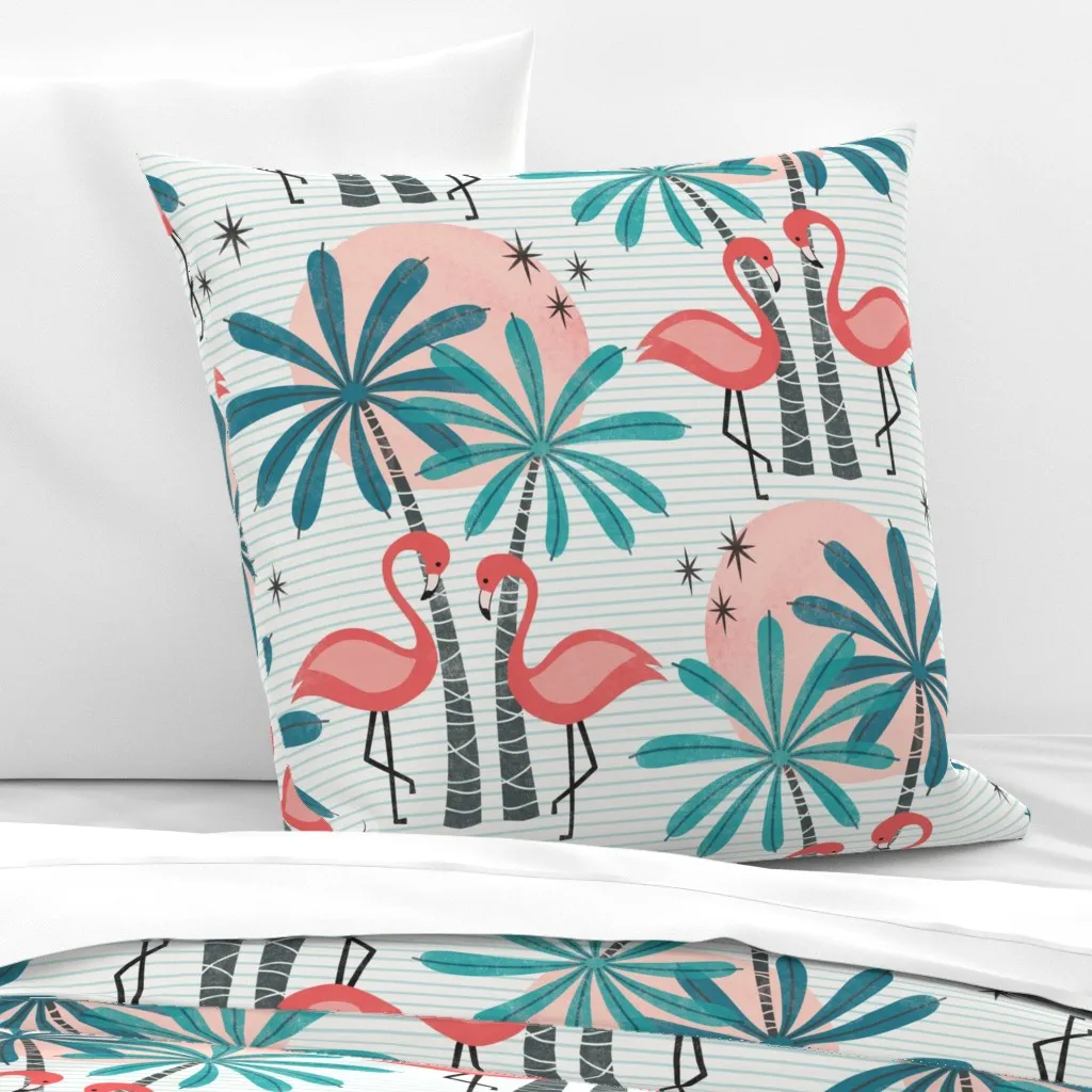 Summer Flamingos Large Scale Euro Pillow Sham - Pink product