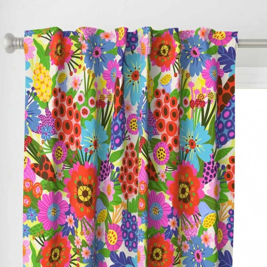Summer Flowers Curtain Panel - Red alternate view