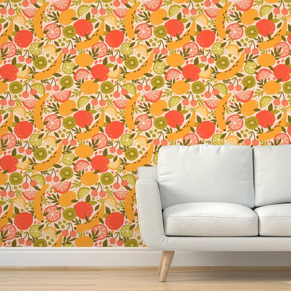 Summer Fruit Citrus Peel and Stick Wallpaper - Orange product