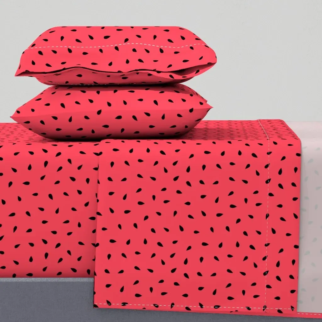 Summer Fruit Seeds Watermelon King Size Sheet Set - Pink product